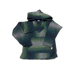 MOLINA Mexican Baja Reggae Rasta Pancho Hoodie Hippie Pocket Toddler GREEN BLACK